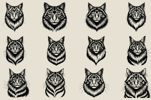 Cat Face Illustration Bundle SVG Review