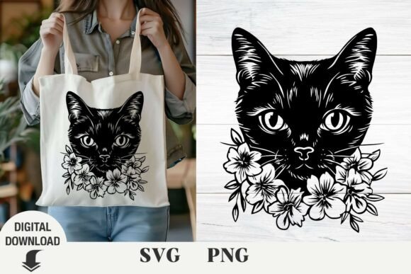 Cat Svg Cute Cat Svg, Cat Flower Svg Review