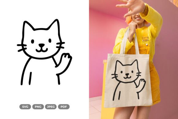 Cute Waving Cat SVG Clipart Review