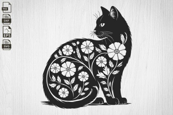 Floral Cat Svg, Flowers Cat, Animal Svg Review