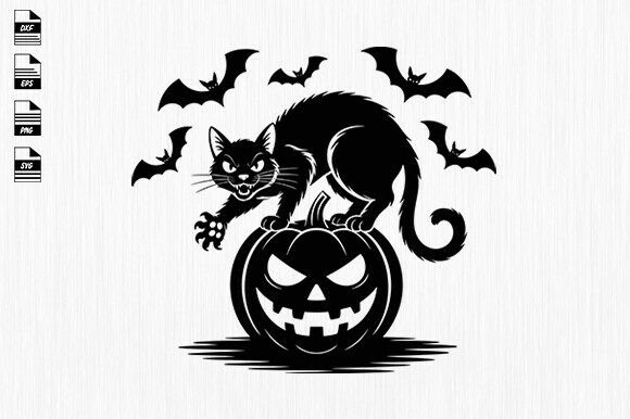 Halloween Black Cat Svg for Embroidery Projects