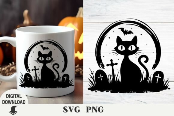 Halloween Black Cat Svg for Embroidery Projects
