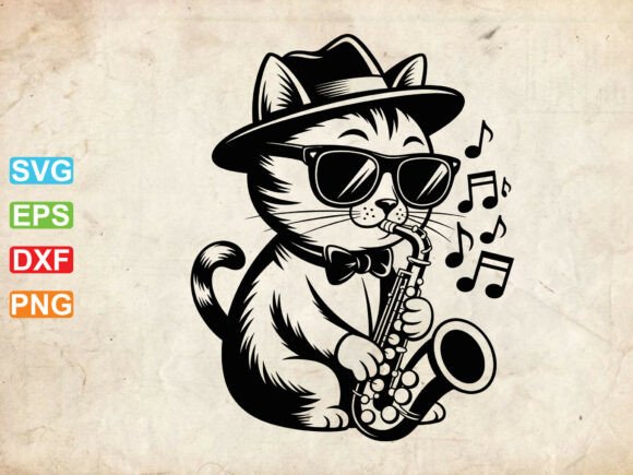 Jazz Cat SVG for Embroidery Projects