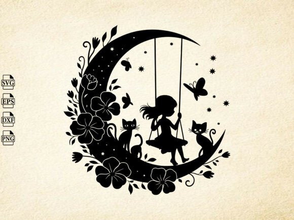Moon Kitten SVG, Moon Cat Svg,Floral Svg Review