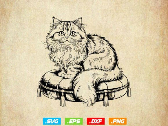 Persian Cat Svg for Embroidery Projects