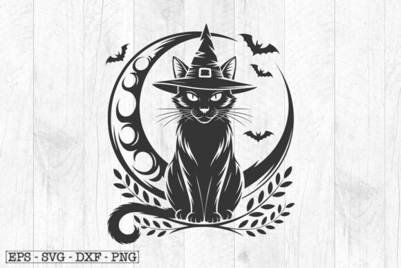 Witch Cat Svg for Embroidery Projects